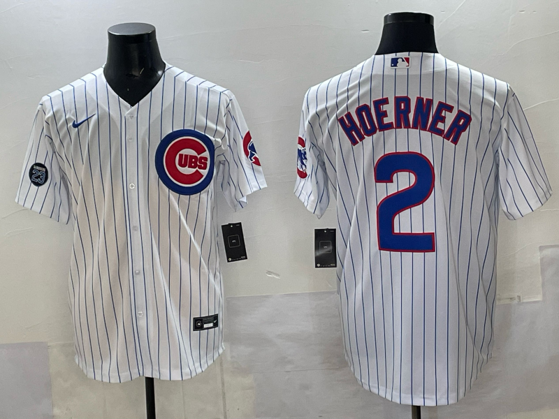 Men Chicago Cubs #2 Hoerner white 2025 Nike MLB Jersey 002